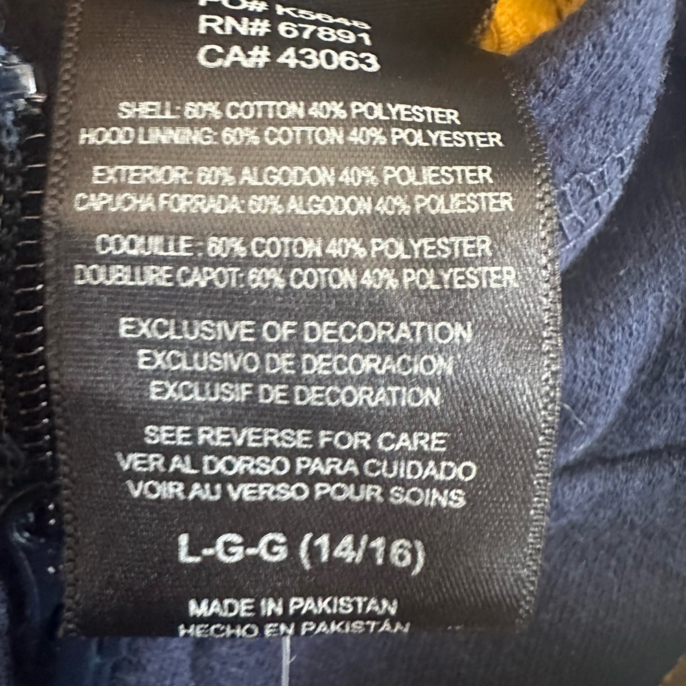 Adidas Kids Full Zip Hoodie Navy Yellow Logo Sweatshirt New With Tags - Picture 7 of 11